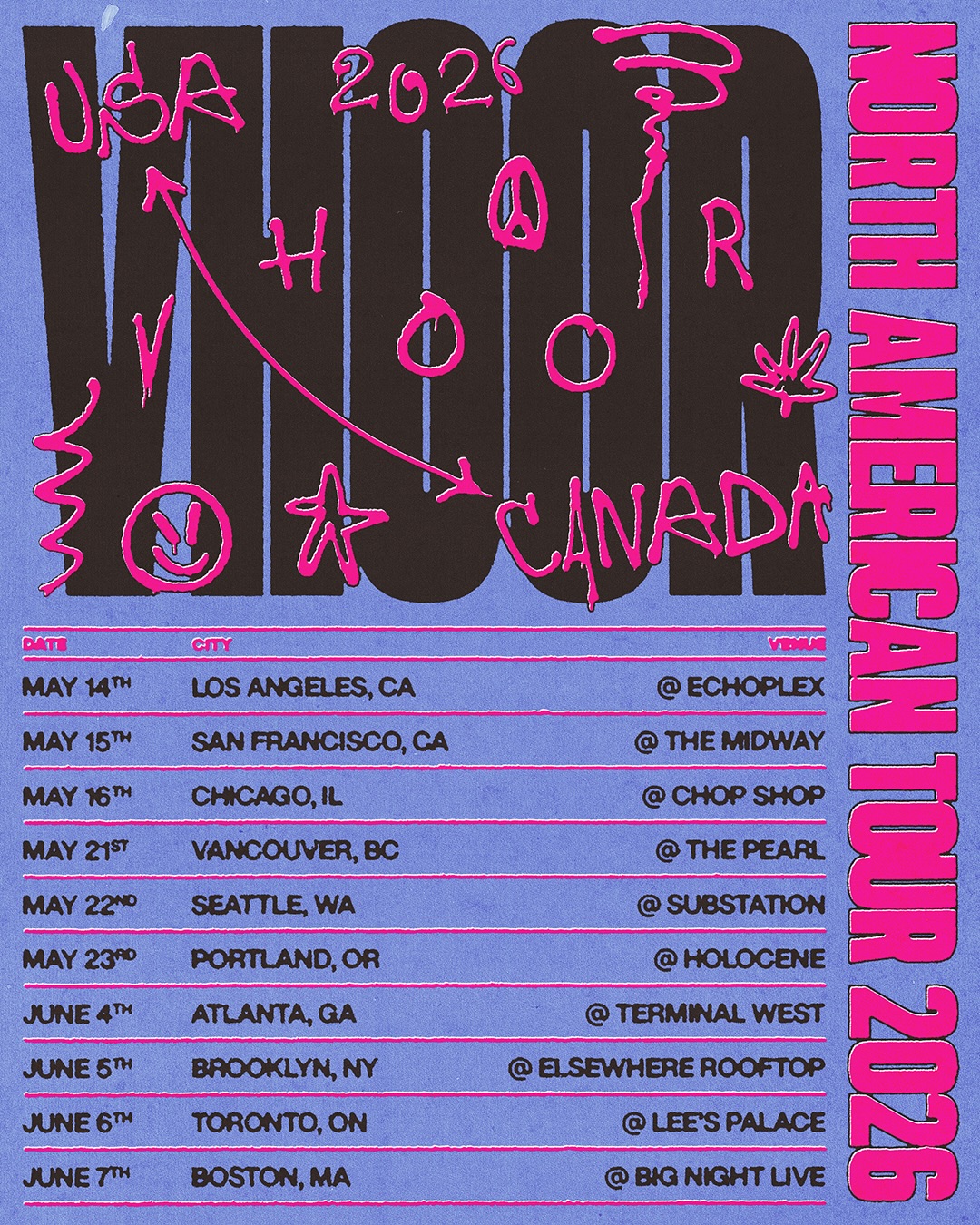 VHOOR North American Tour Poster 2026